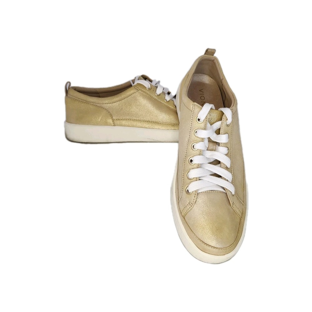 Vionic Winny Fashion Sneakers Gold Metallic Leather Women's 10 Arch Support